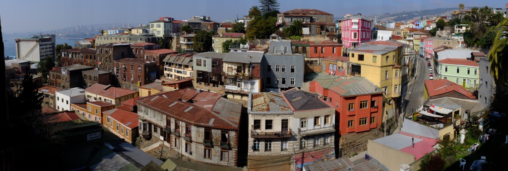 The view from the small balcony at Espacio Rojo, a beautiful little art gallery in Valparaiso, Chile.